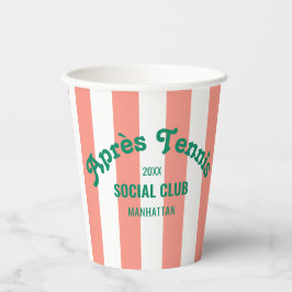 Retro Green Après Tennis Social Club Pink Stripe Pappbecher