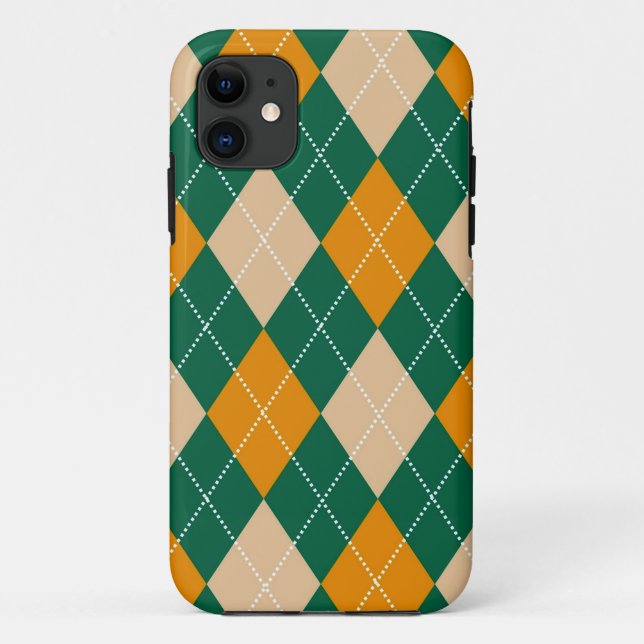 Retro Green Beige Mustard Raute Diamond Muster Case-Mate iPhone Hülle (Rückseite)