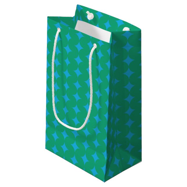 Retro Green Blue Mid Century Moderne geometrische  Kleine Geschenktüte (Vorderseite Schrägansicht)
