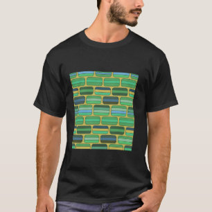 RETRO GREEN BLUE RECTANGLE BRICK GEOMETRIC DER 197 T-Shirt