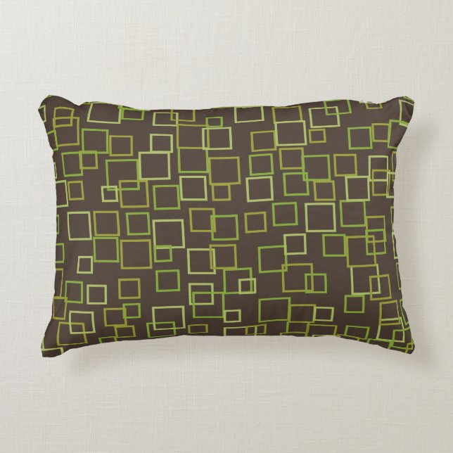 Retro Green Brown Pattern Kissen (Vorderseite)