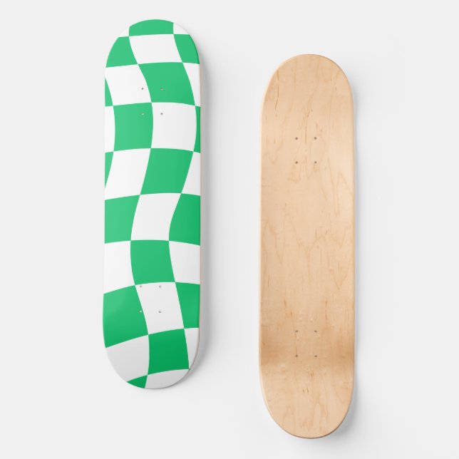 Retro Green Checked Skateboard (Vorderseite)