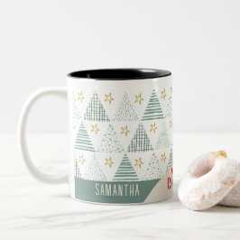 Retro Green Christmas Star Moderne Abstrakte Einzi Zweifarbige Tasse