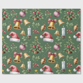 Retro Green Christmas Wrapping Paper Geschenkpapier