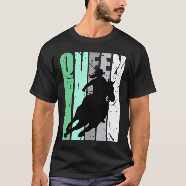 Retro Green Cowgirl Queen Rodeo Women Barrel Racer T-Shirt (Vorderseite)