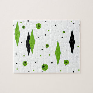 Retro Green Diamonds & Sternexplosionen Puzzle