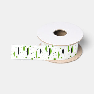 Retro Green Diamonds & Sternexplosionen Satin Ribb Satinband