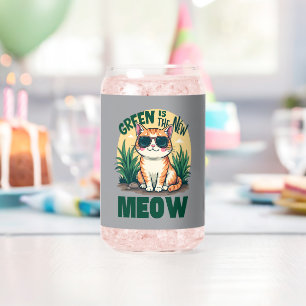 Rétro "Green is the New Meow" Cool Chat Nature Art