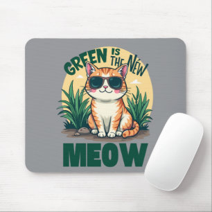 Retro "Green is the new Meow" Coole Katzennatur Ar Mousepad