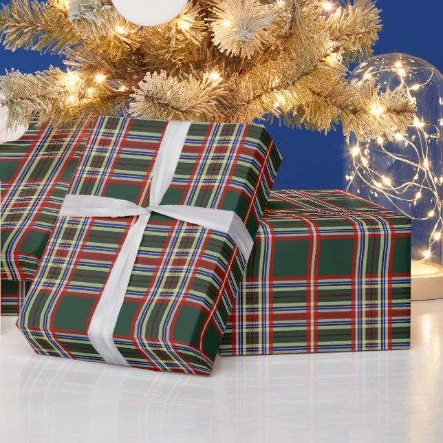 Retro Green Kariert Christmas Geschenkpapier (Feiertage)