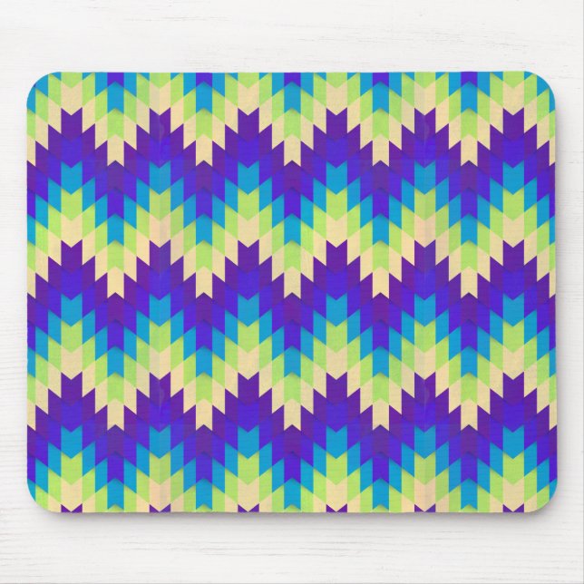 Retro Green & Lila Wacky Geometric Muster Mousepad (Vorne)
