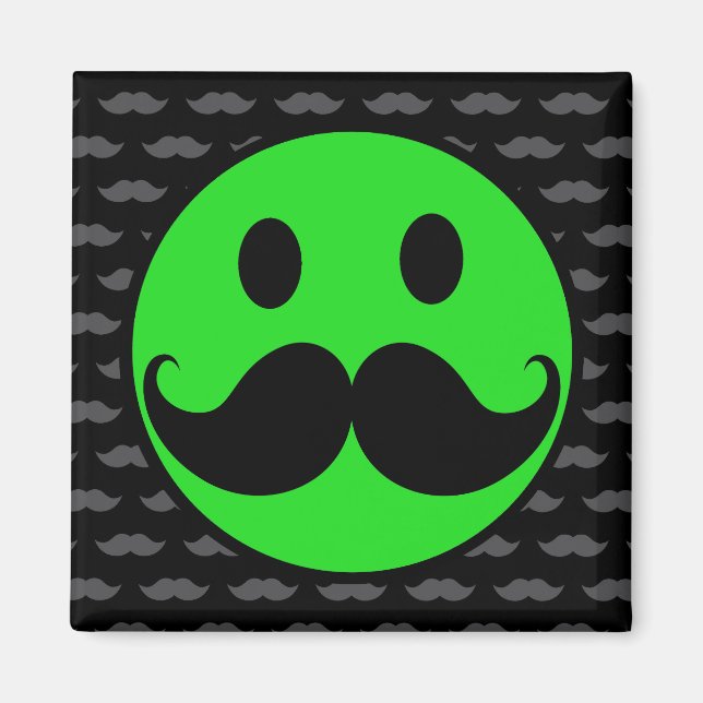 Retro Green Mustache Mustache Stache Magnet (Vorne)