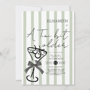 Retro Green Olive Martini Invitation d'anniversair