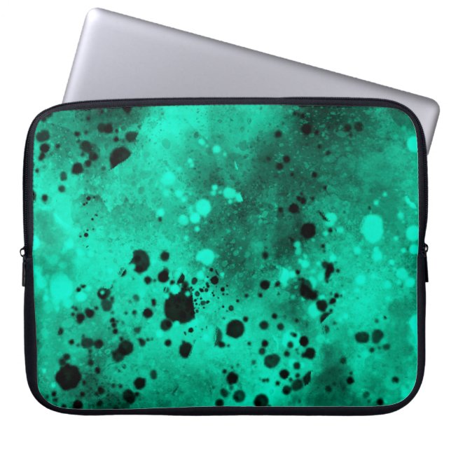 Retro Green Paint Spritzer Laptopschutzhülle (Vorderseite)