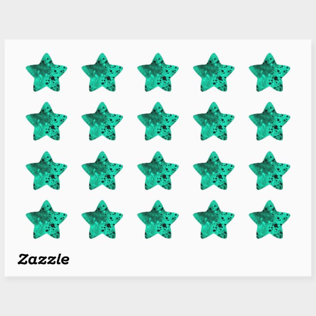 Retro Green Paint Spritzer Star Aufkleber (Blatt)