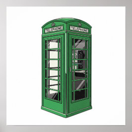 Retro Green Phone Booth Poster