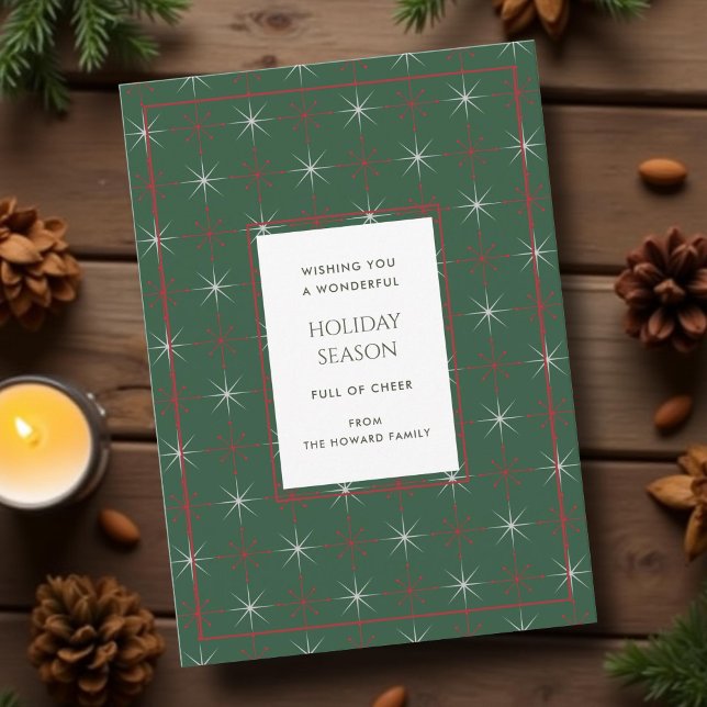 Retro Green Red Mid Century Moderne Ferienkarte (Von Creator hochgeladen)