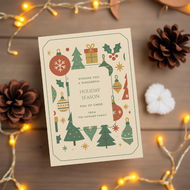 Retro Green Red Mid Century Moderne Ferienkarte (Von Creator hochgeladen)