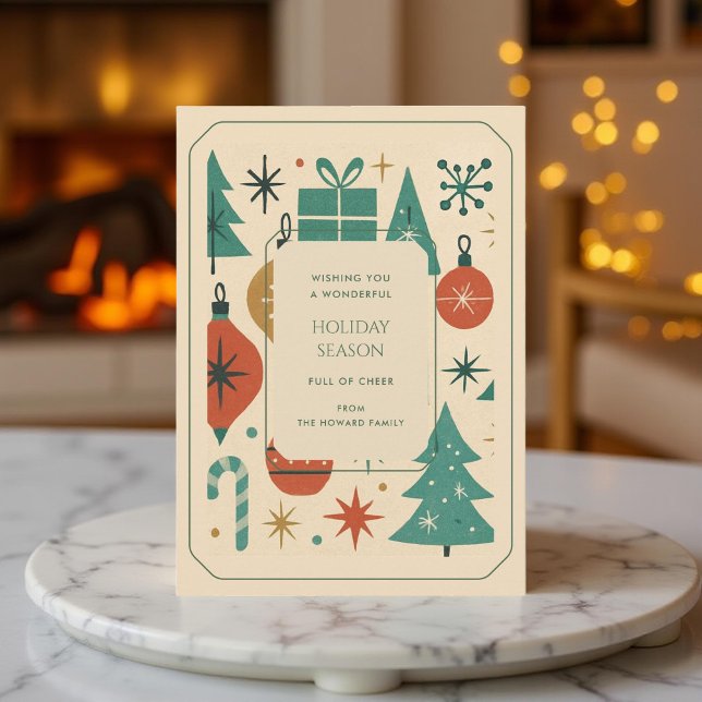 Retro Green Red Mid Century Moderne Ferienkarte (Von Creator hochgeladen)