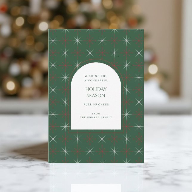 Retro Green Red Mid Century Moderne Ferienkarte (Von Creator hochgeladen)