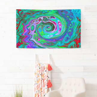 Retro Green, Red und Magenta Abstrakt Groovy Swirl Banner