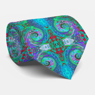 Retro Green, Red und Magenta Abstrakt Groovy Swirl Krawatte