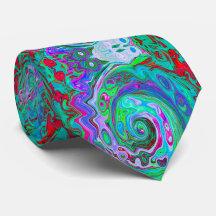 Retro Green, Red und Magenta Abstrakt Groovy Swirl