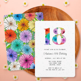 Retro Green Rustic Floral 18. Geburtstagsparty Einladung