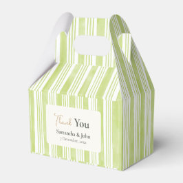 Retro Green Stripes Wedding Thank You Geschenkschachtel