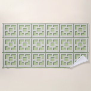 Retro Green Trellis Beach Handtuch