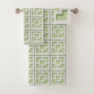 Retro Green Trellis Handtuch Badhandtuch Set