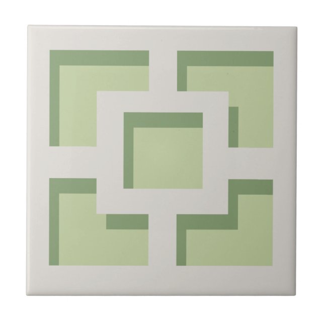 Retro Green Trellis Keramik Tile Fliese (Vorderseite)