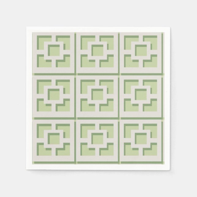 Retro Green Trellis Paper Napkin Serviette (Vorderseite)