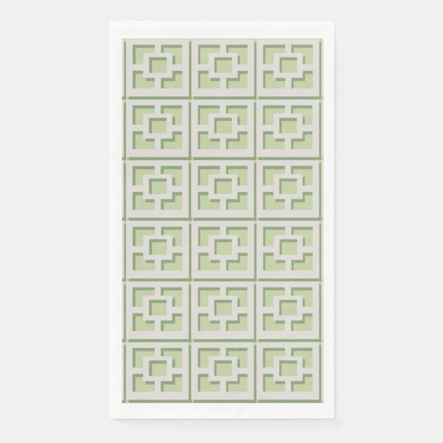 Retro Green Trellis Paper Napkin Serviette (Vorderseite)