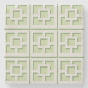 Retro Green Trellis Stone Untersetzer