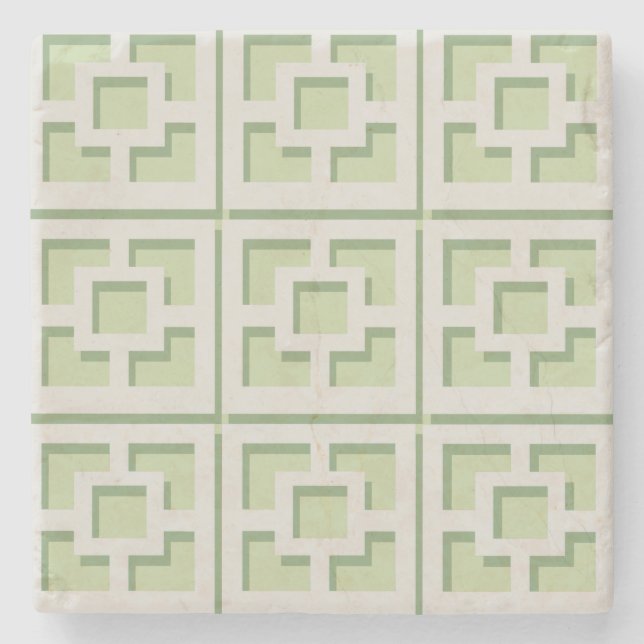 Retro Green Trellis Stone Untersetzer (Vorderseite)