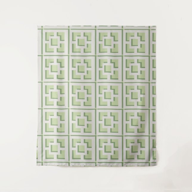 Retro Green Trellis Tapestry Wandteppich (Vorderseite)