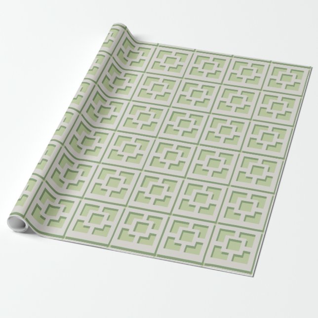Retro Green Trellis Wrapping Paper Geschenkpapier (Ungerollt)