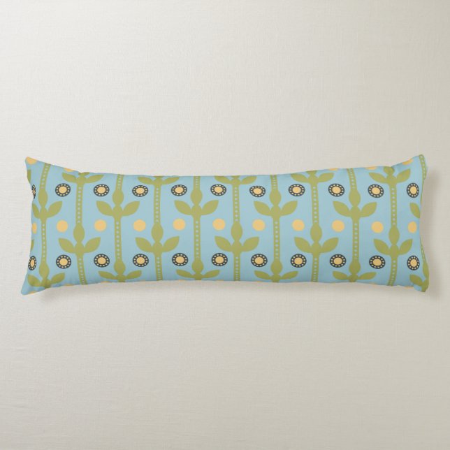 Retro Green und Blue Niedlich Folksfloral Muster Seitenschläferkissen (Vorderseite)