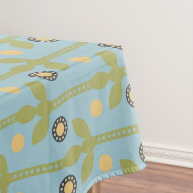 Retro Green und Blue Niedlich Folksfloral Muster Tischdecke (Beispiel)