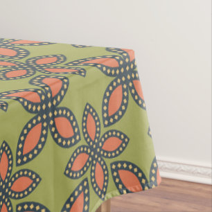 Retro Green und Orange Abstrakt Floral Muster Tischdecke
