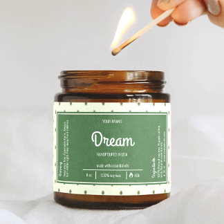 Retro Green Wrap rund um das Candle Jar Label Rechteckiger Aufkleber