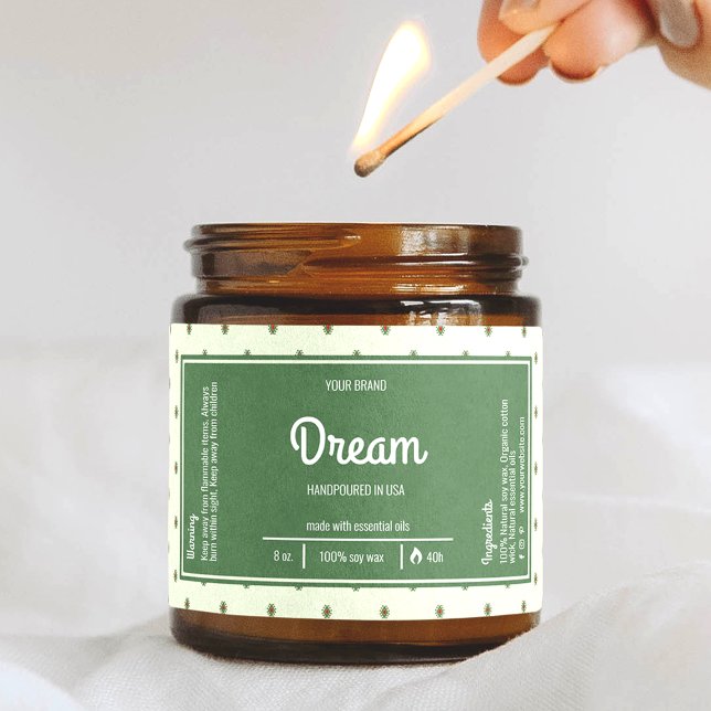 Retro Green Wrap rund um das Candle Jar Label Rechteckiger Aufkleber (Von Creator hochgeladen)