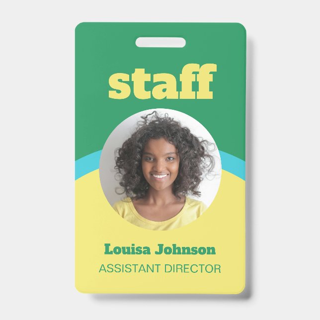 Retro Green Yellow Round-ID-Foto Ausweis (Vorderseite)