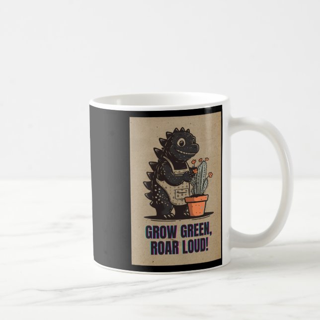 Retro Greenzilla – Süßer Godzilla-Gartenbau-Aufkle Kaffeetasse (Rechts)