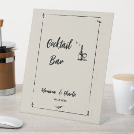 Retro Grey Hand Drawn Illustrated Cocktail Bar Sockelschild