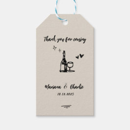 Retro Grey Hand Drawn Illustrated Wedding Geschenkanhänger