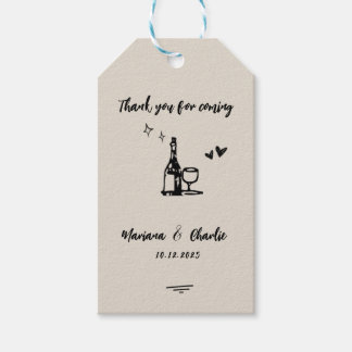 Retro Grey Hand Drawn Illustrated Wedding  Geschenkanhänger