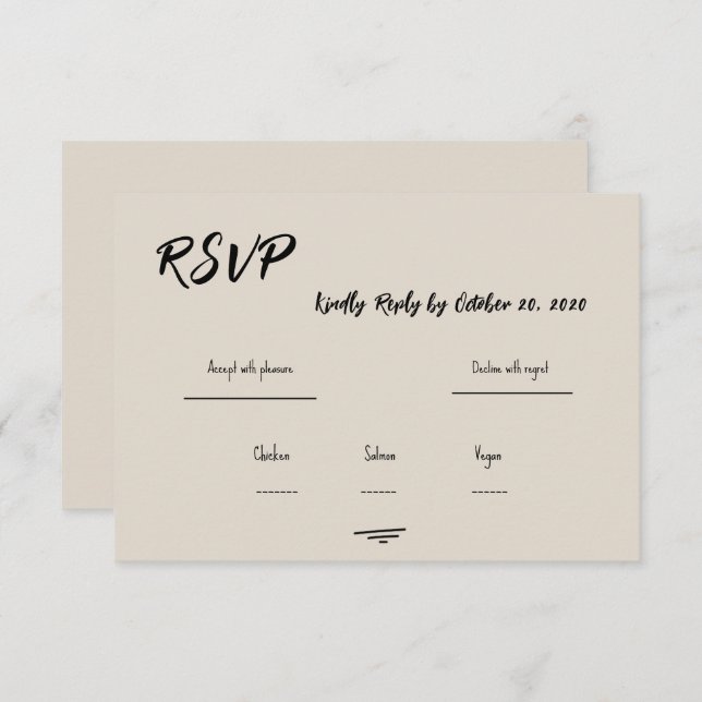 Retro Grey Hand Written Scribble Wedding RSVP  (Vorne/Hinten)