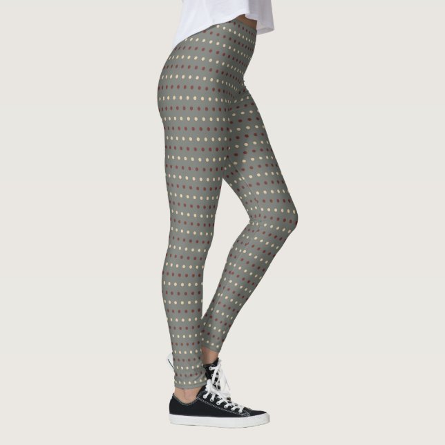 Retro Grey Polka Dots Style Leggings (Rechts)